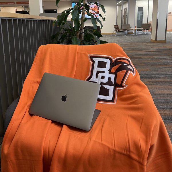 BGSU Embroidered Orange Sweatshirt Blanket Falcon Outfitters BGSU