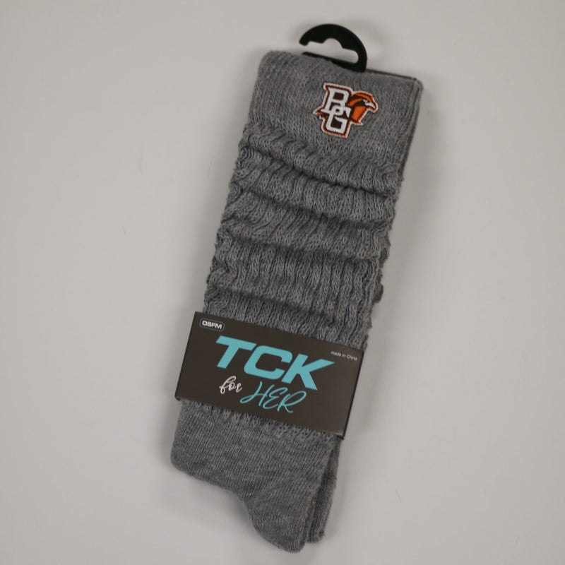 TCK Ladies BGSU Scrunch Sock Grey