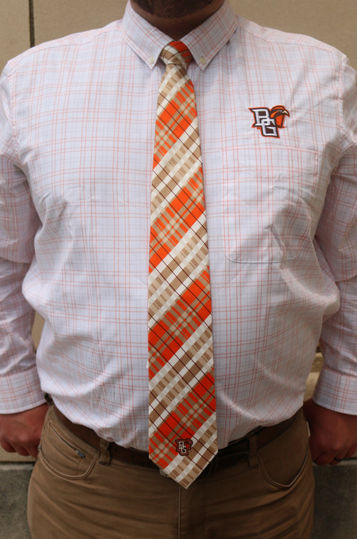 BG Orange/Tan Plaid Tie
