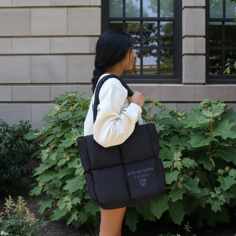 Logo Brand Bowling Green Falcons Black Puffer Tote