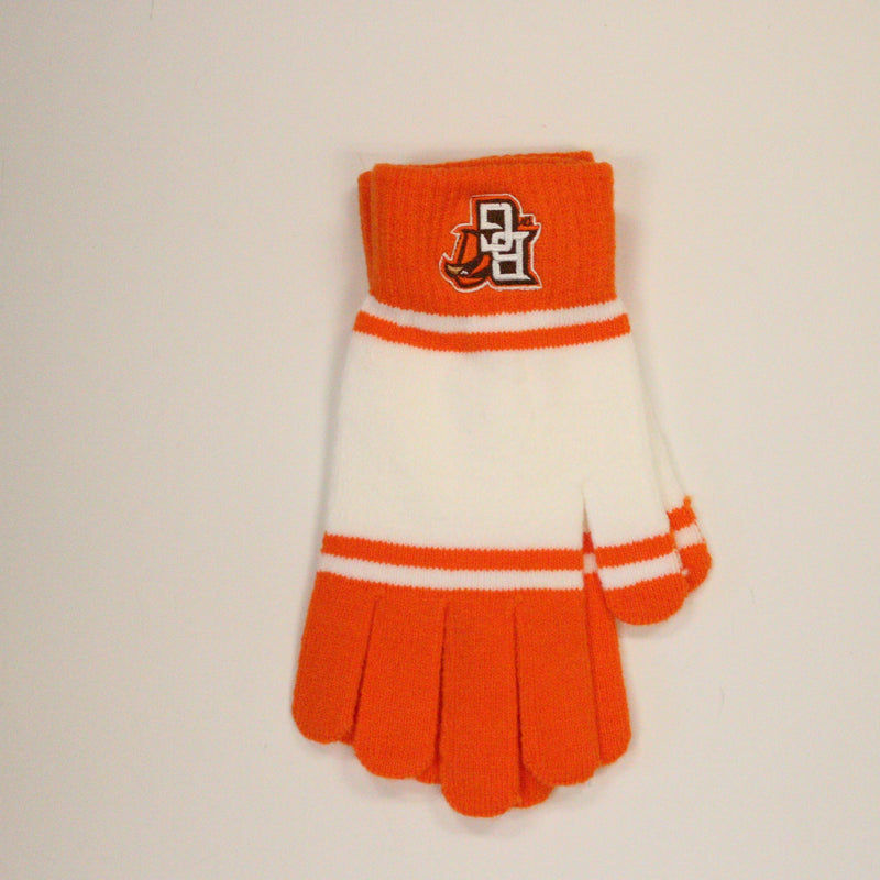 Zoozatz BGSU Orange and White Stripe Gloves
