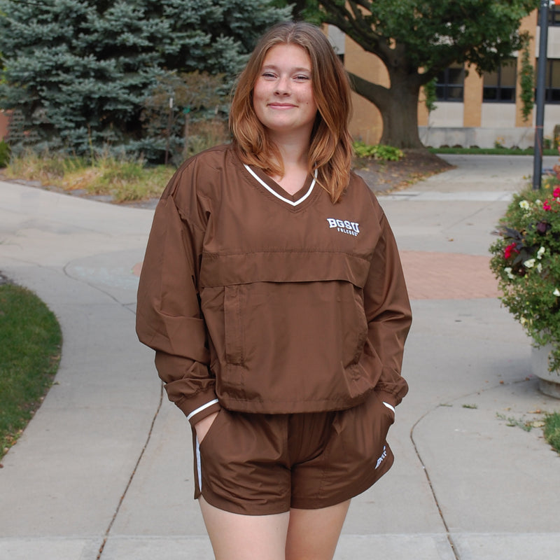 Ladies Summit BGSU Rain Jacket V-Neck Pullover Ribbed Trim