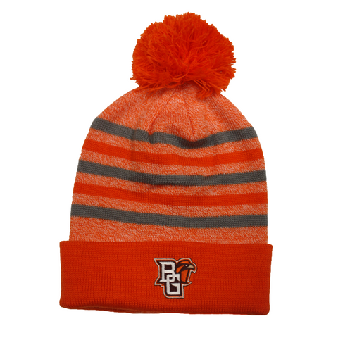NWT Custom Blue and Gray Sugar Bowl Beanie with Orange Pom Pom ca-pom2-nbor_2.jpg main image 4